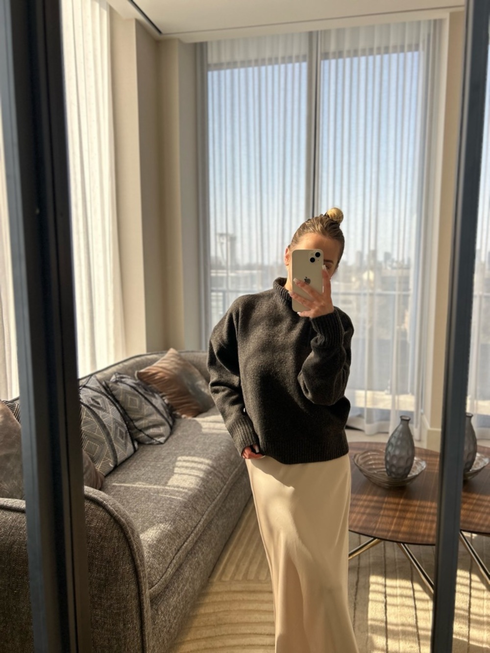 Zara Charcoal Mock Neck Sweater